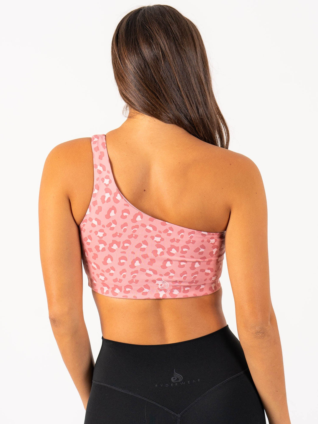 Adapt One Shoulder Sports Bra - Pink Leopard Clothing Ryderwear