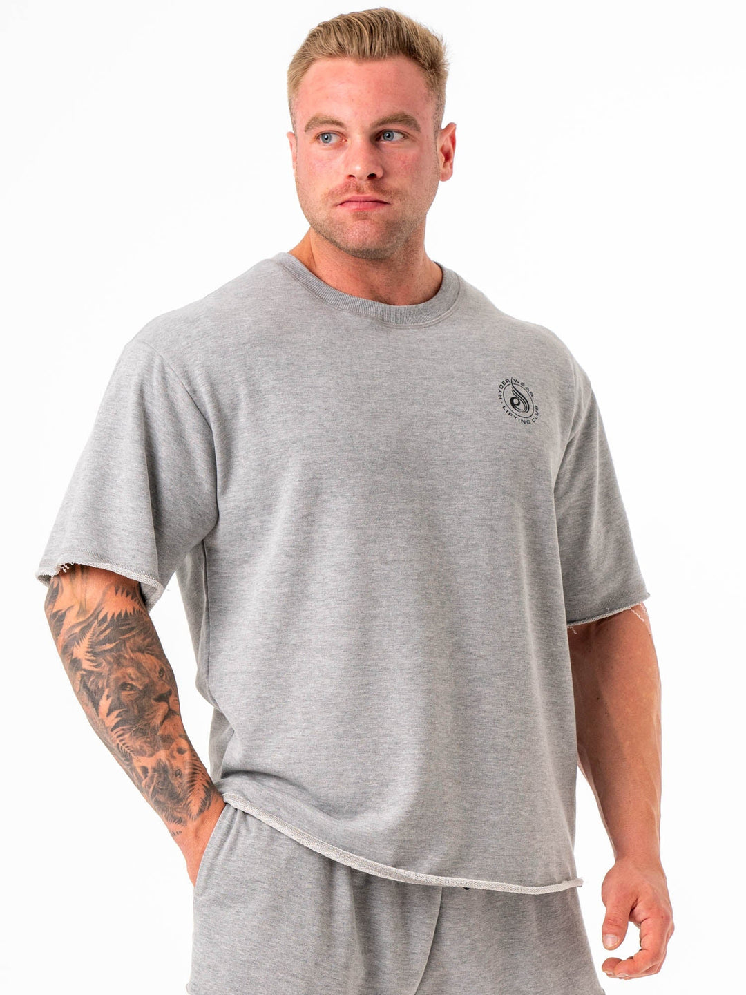 Box Fleece T-Shirt - Grey Marle Clothing Ryderwear