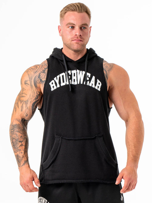 Collegiate Sleeveless Hoodie Black