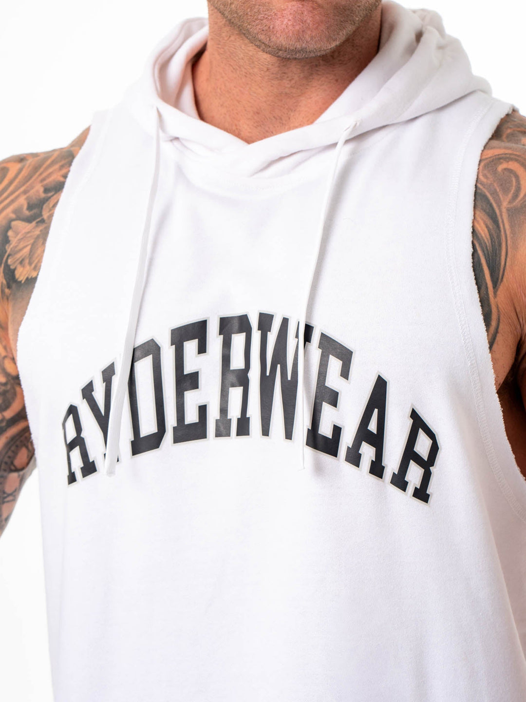 Collegiate Sleeveless Hoodie - White Clothing Ryderwear