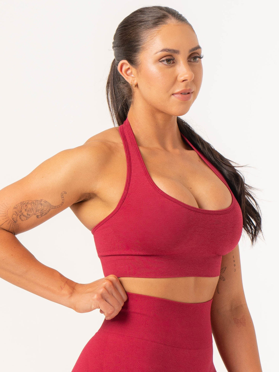 Contour Halter Bra - Berry Marl Clothing Ryderwear
