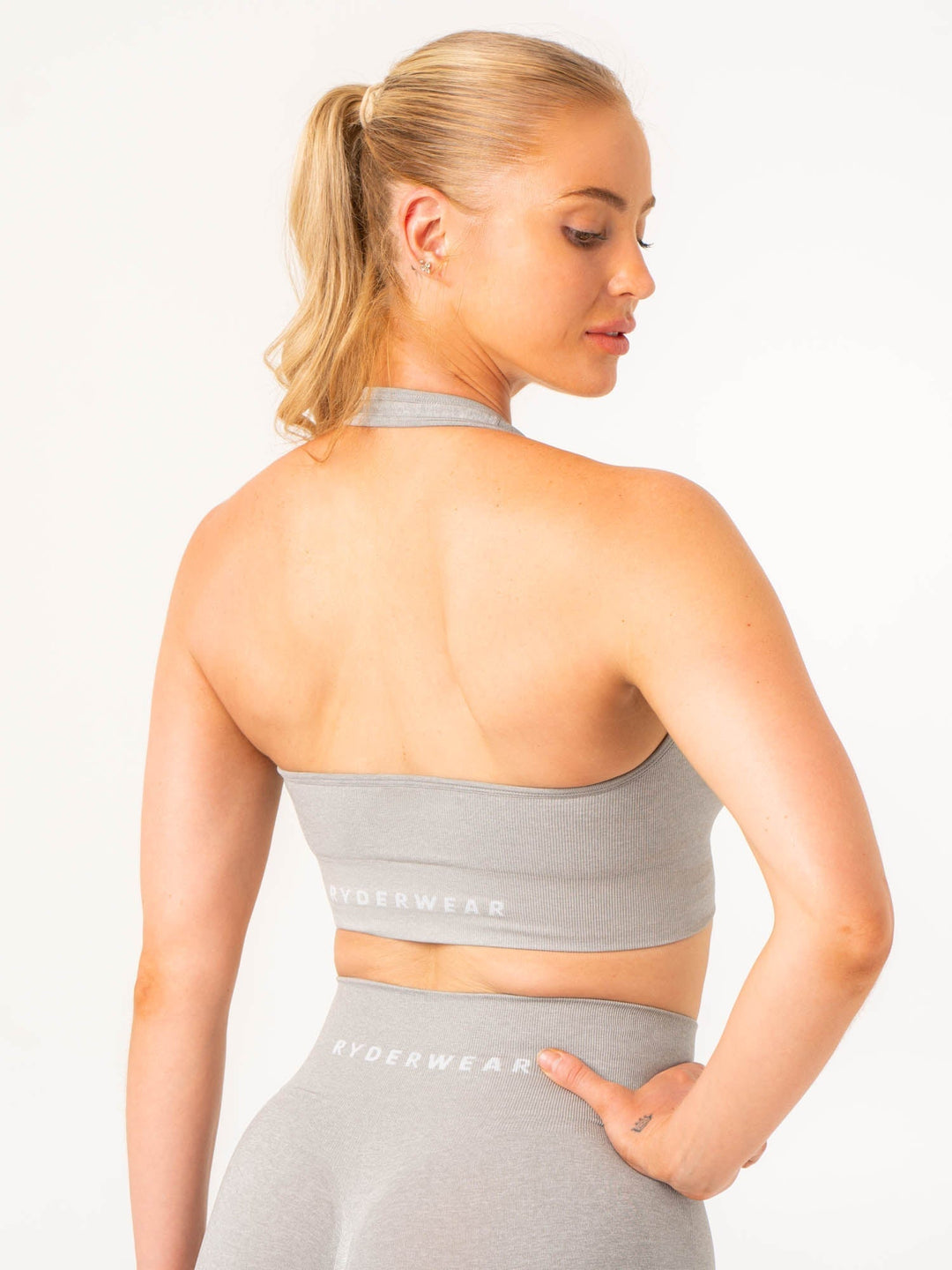 Contour Halter Bra - Light Grey Marl Clothing Ryderwear