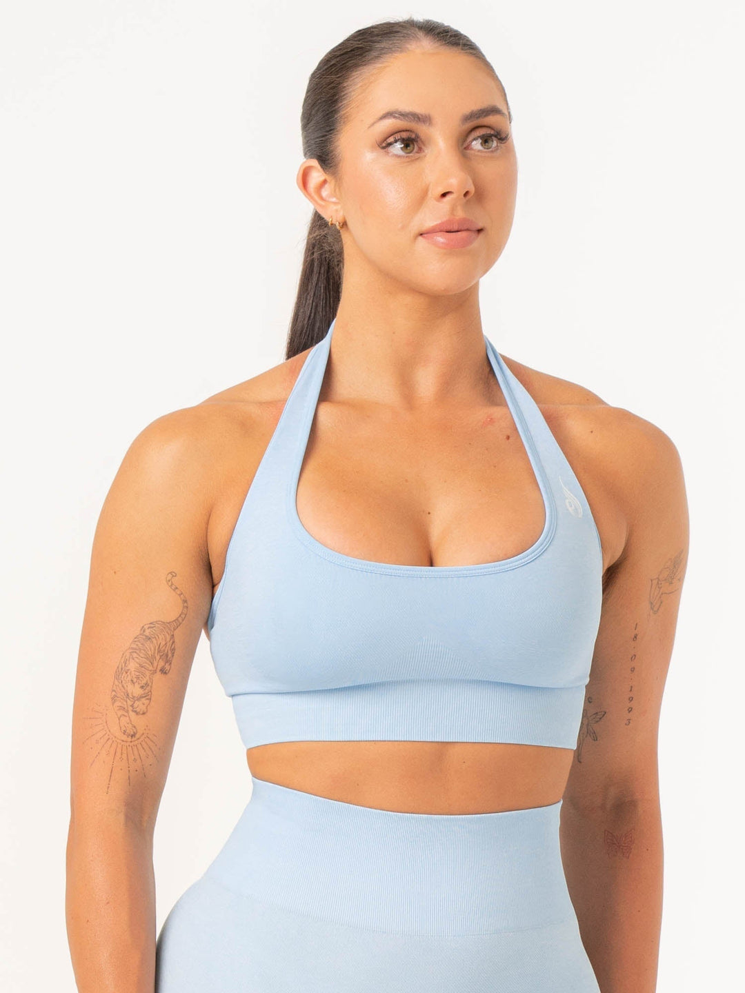 Contour Halter Bra - Sky Blue Marl Clothing Ryderwear