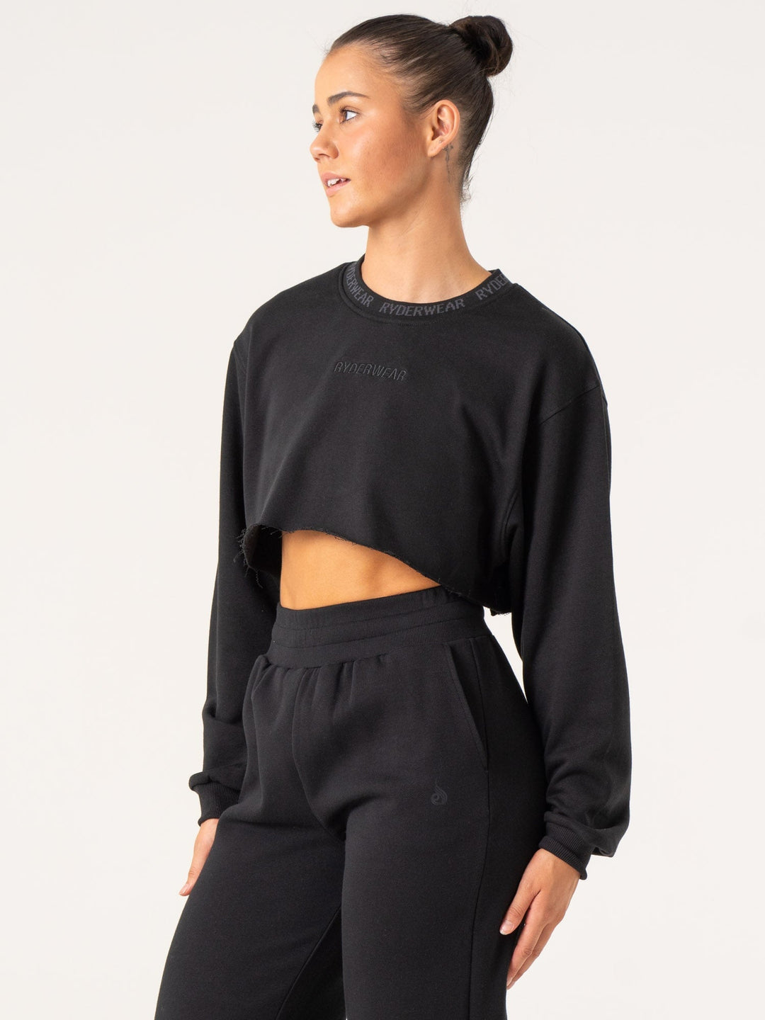 Cropped Sweater - Black Clothing Ryderwear