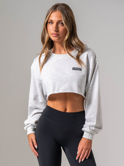 Cropped Sweater Snow Marl