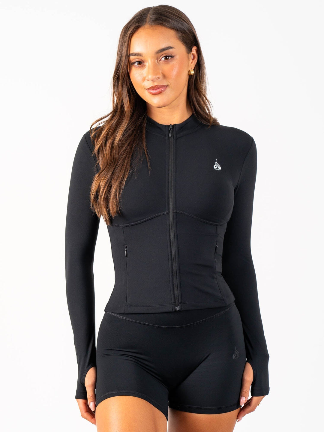 Cropped Zip Jacket - Black Clothing Ryderwear