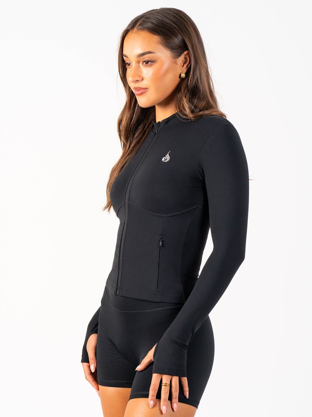 Cropped Zip Jacket - Black Clothing Ryderwear