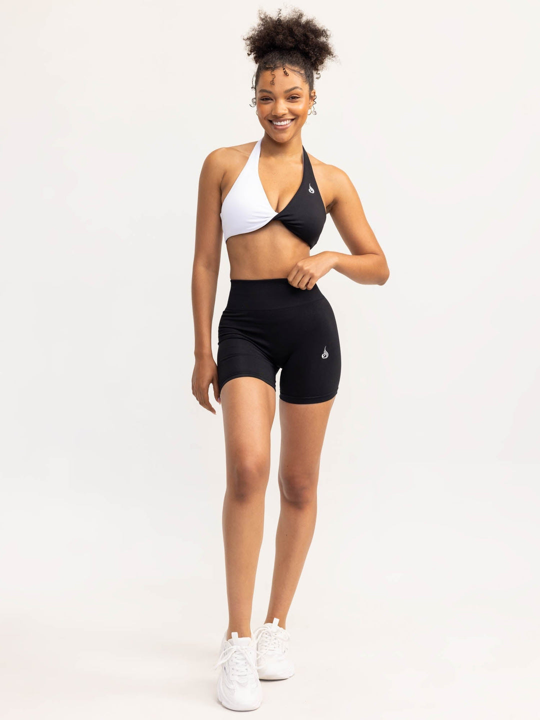 Duo Halter Twist Sports Bra - Black/White Clothing Ryderwear