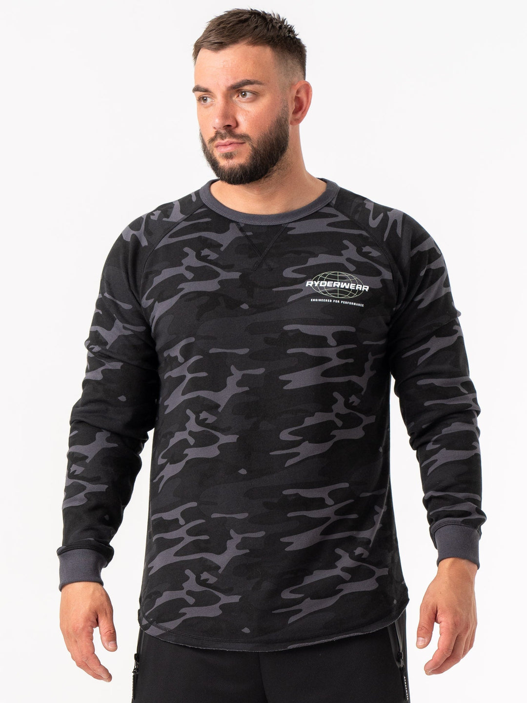 Energy Crew Neck - Black Camo Clothing Ryderwear