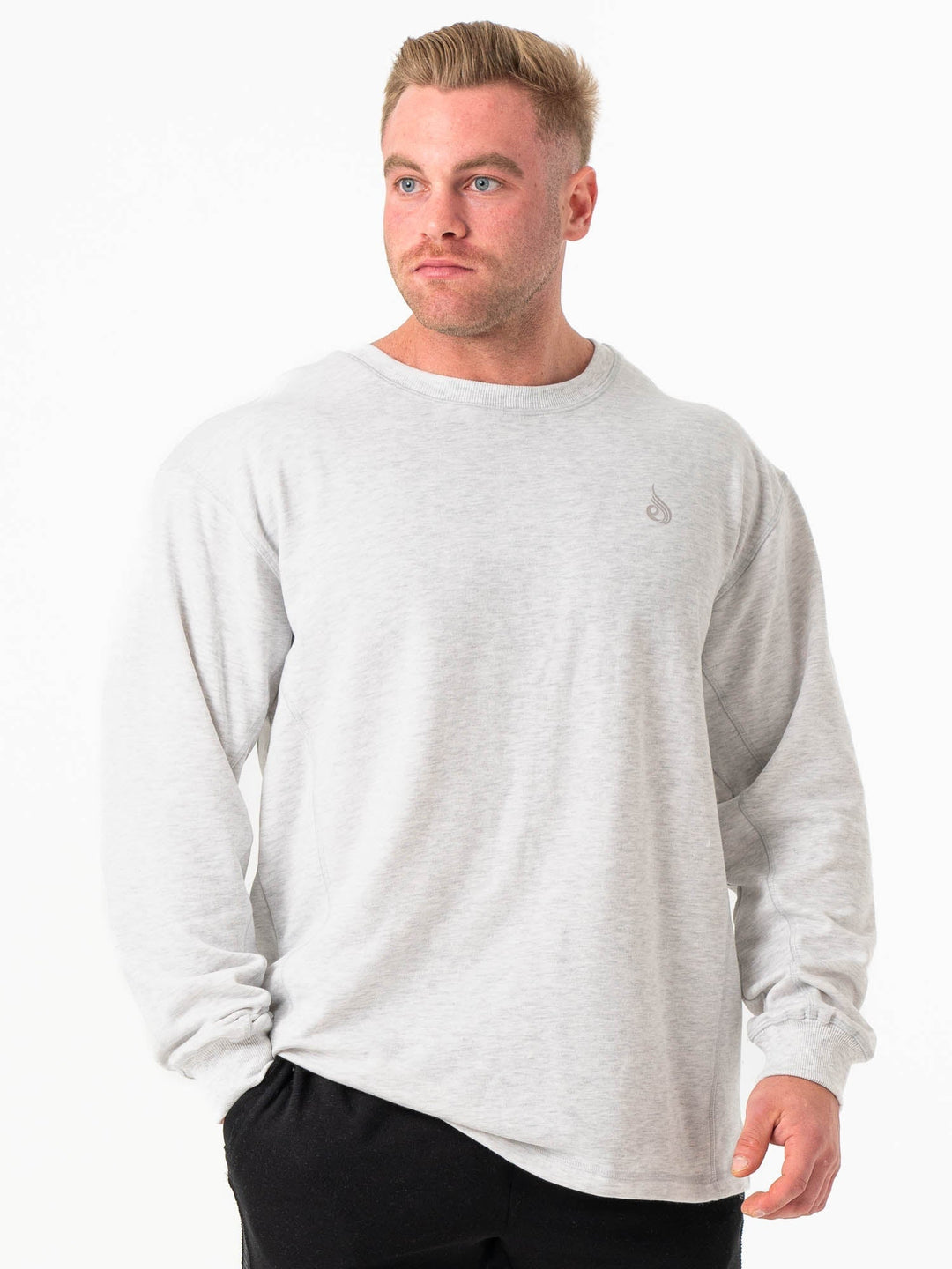 Force Crew Neck - Chalk Grey Marl Clothing Ryderwear