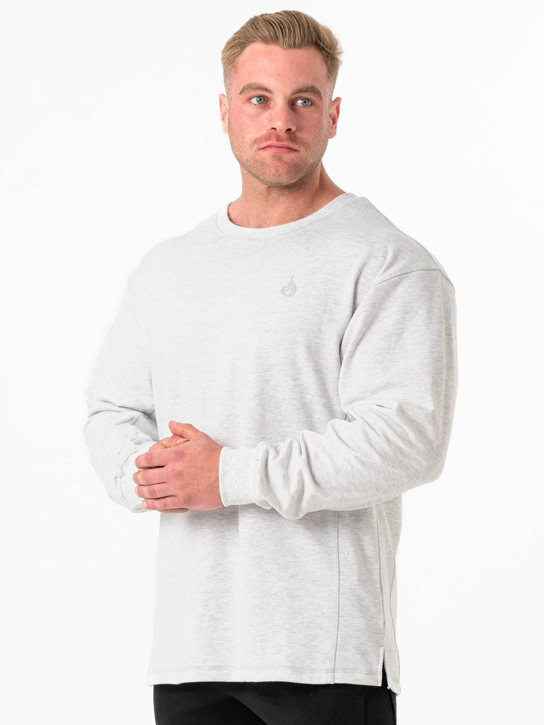 Force Crew Neck - Chalk Grey Marl Clothing Ryderwear