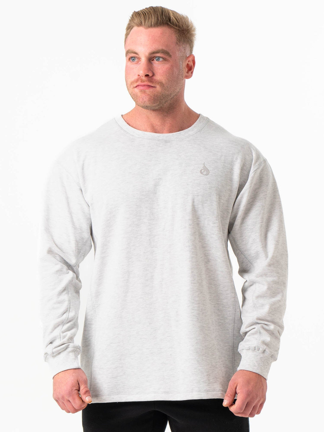 Force Crew Neck - Chalk Grey Marl Clothing Ryderwear