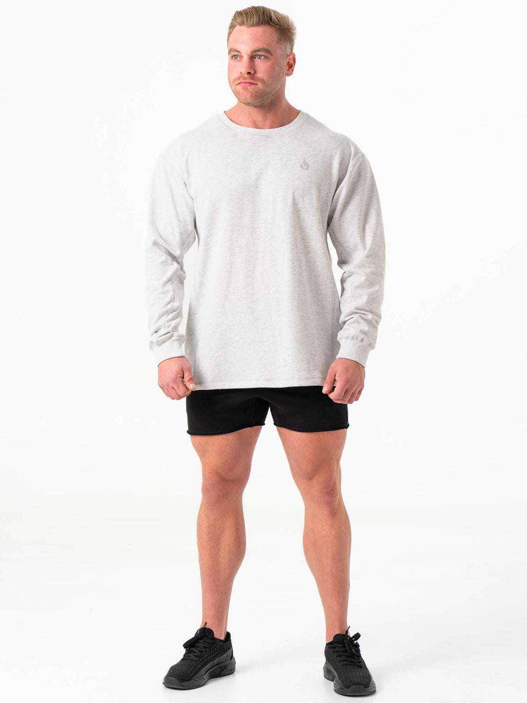 Force Crew Neck - Chalk Grey Marl Clothing Ryderwear