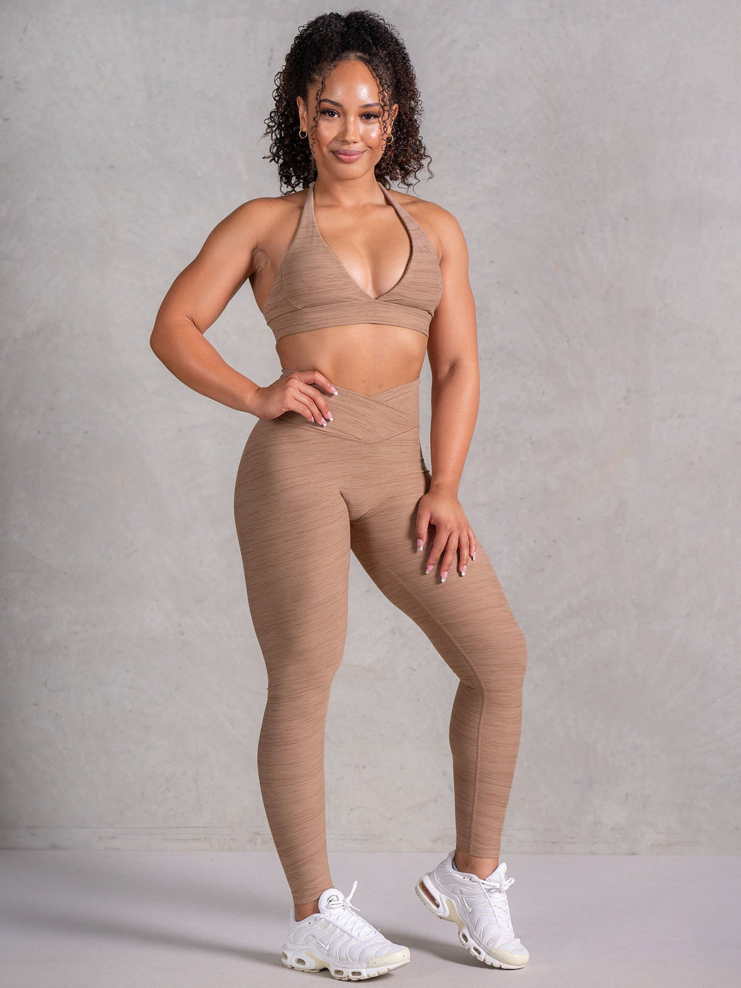 Icon Cross Over Scrunch Leggings - Mocha Marl Clothing Ryderwear