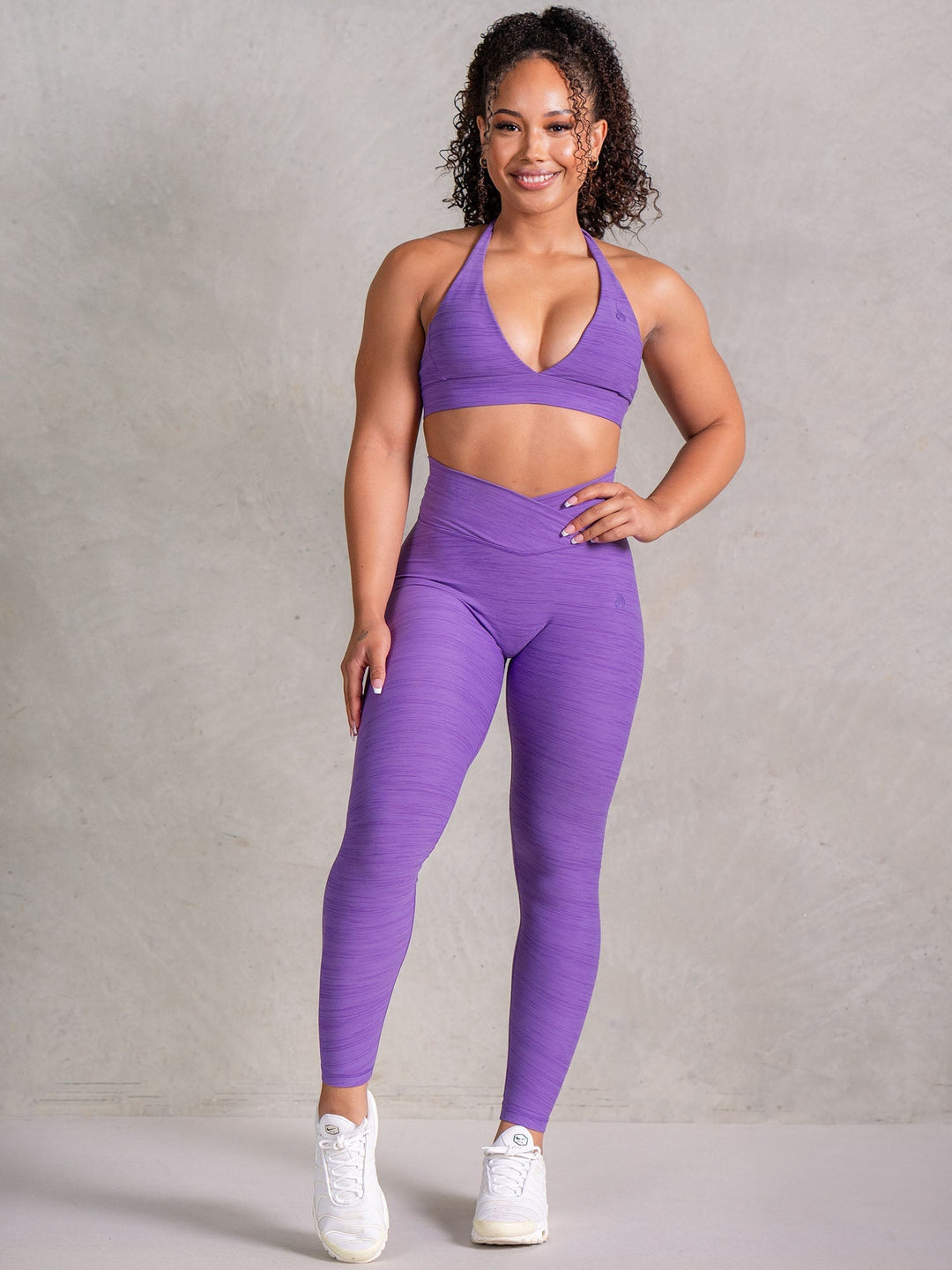 Icon Cross Over Scrunch Leggings - Violet Marl Clothing Ryderwear