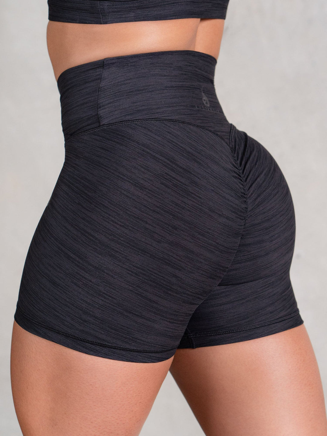 Icon Cross Over Scrunch Shorts - Black Marl Clothing Ryderwear
