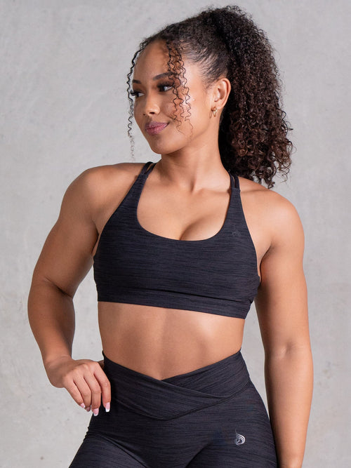 Icon Scoop Neck Sports Bra Black Marl