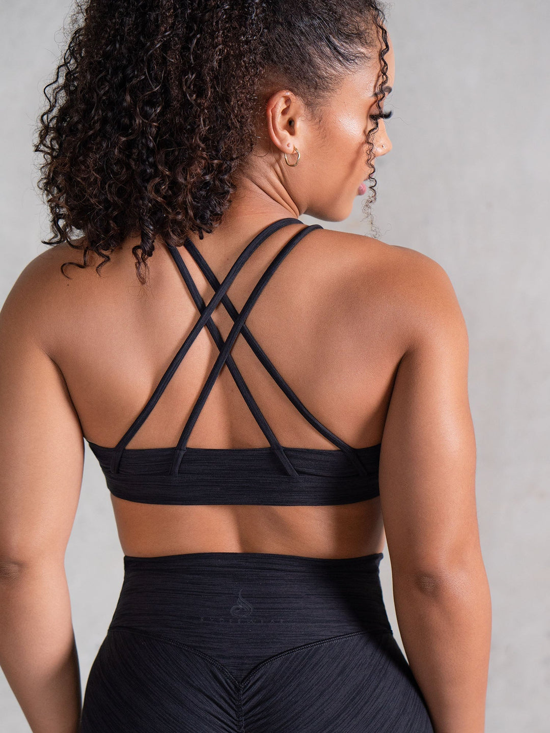 Icon Scoop Neck Sports Bra - Black Marl Clothing Ryderwear