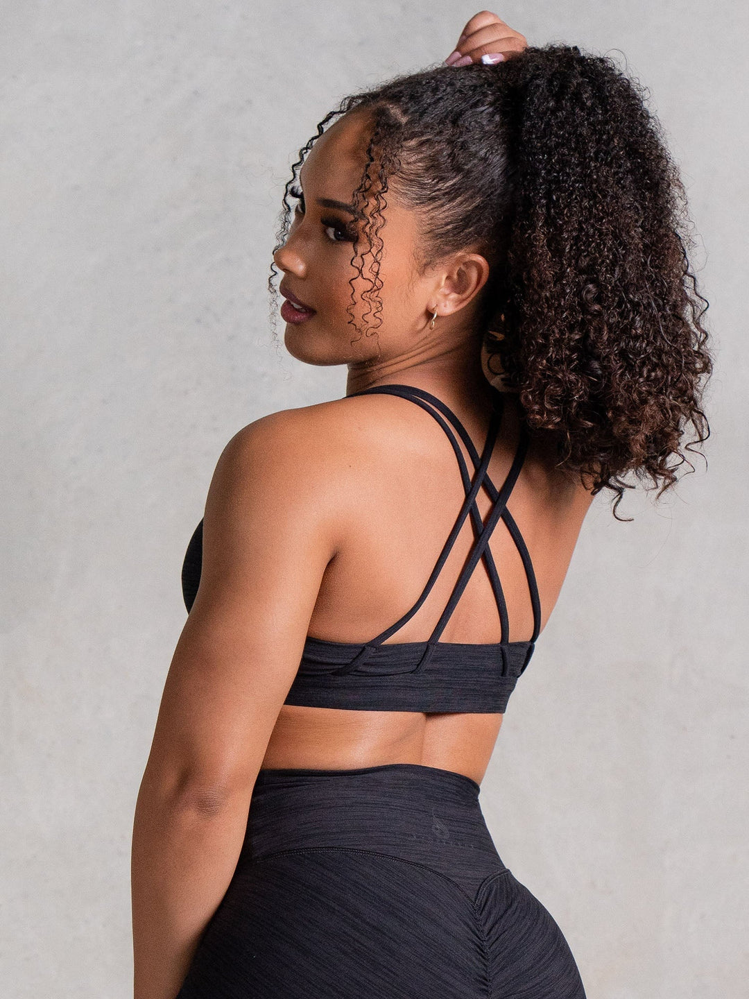 Icon Scoop Neck Sports Bra - Black Marl Clothing Ryderwear