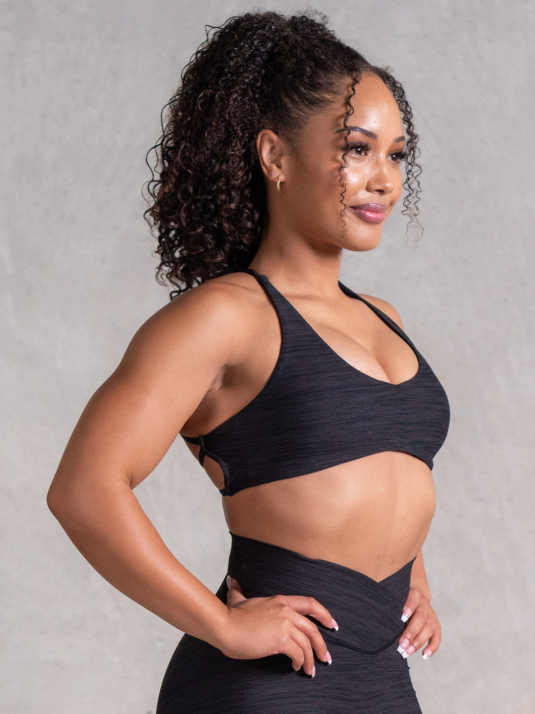 Icon Sports Crop - Black Marl Clothing Ryderwear