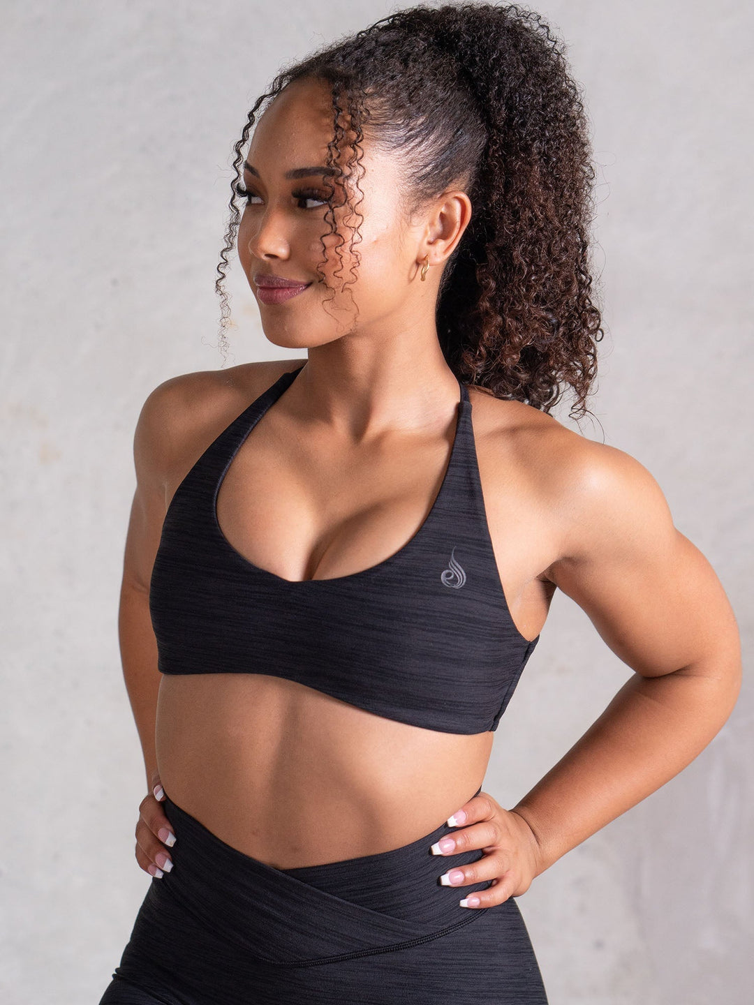 Icon Sports Crop - Black Marl Clothing Ryderwear