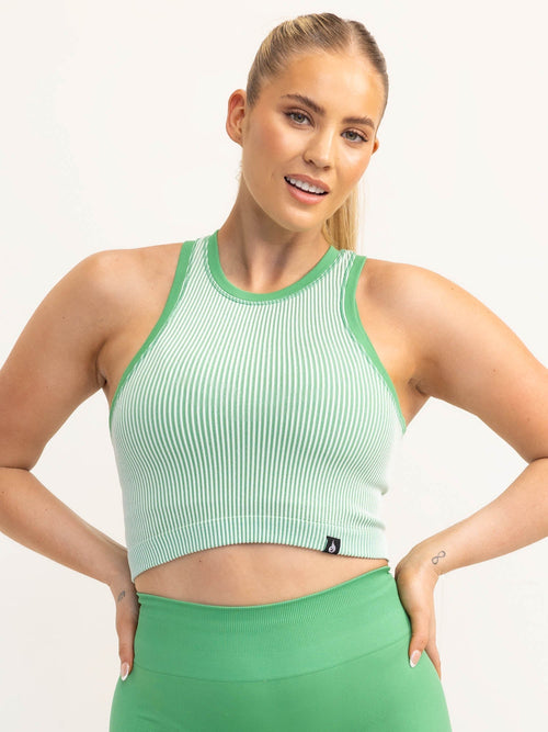 Lift 2.0 Rib Seamless Tank Apple Green/White