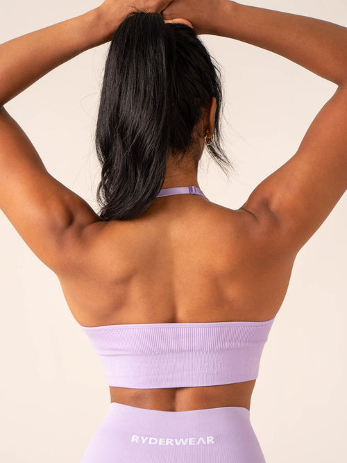 Lift Rib Seamless Halter Sports Bra Lavender blue