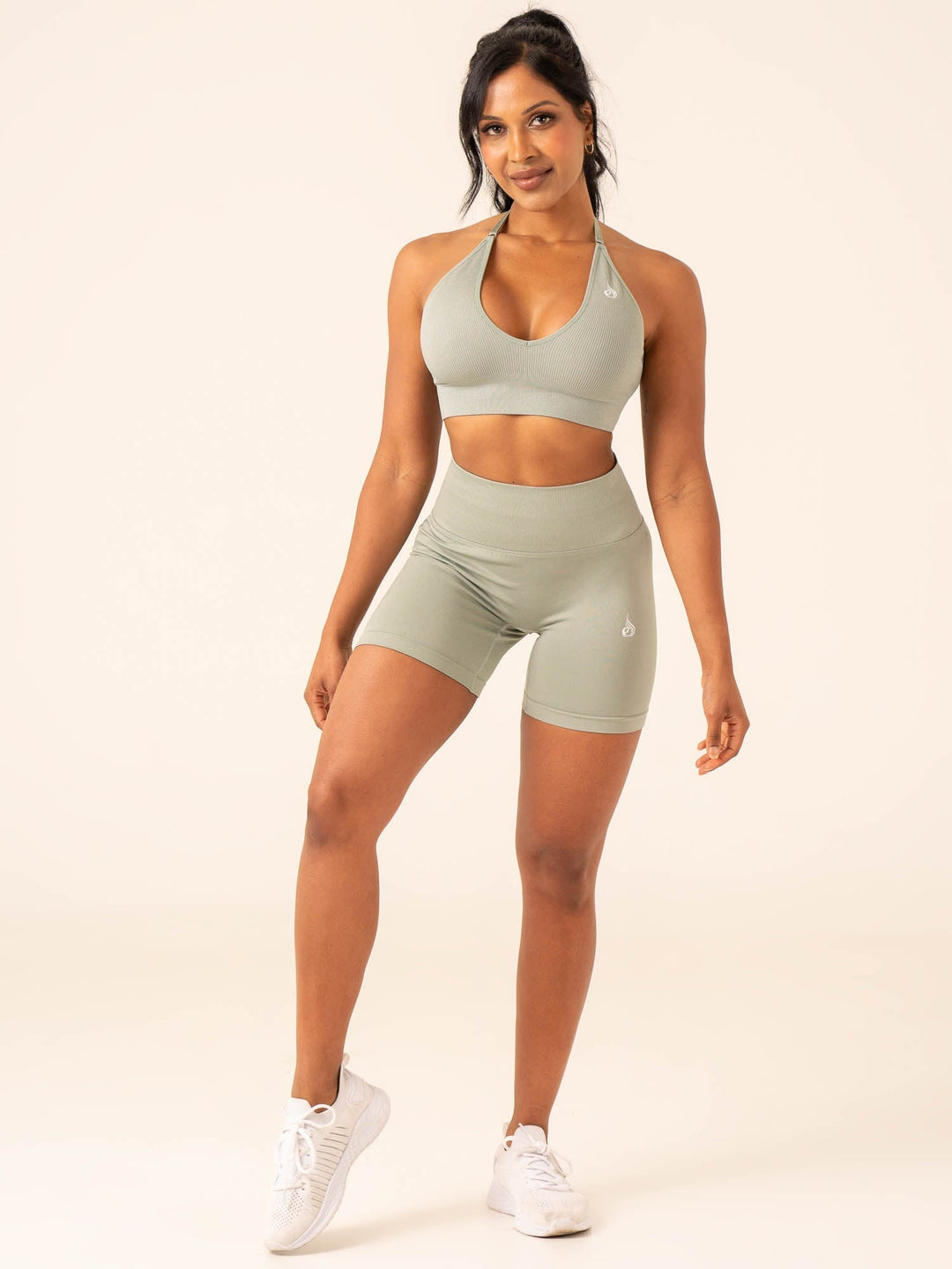 Lift Rib Seamless Halter Sports Bra - Sage Clothing Ryderwear