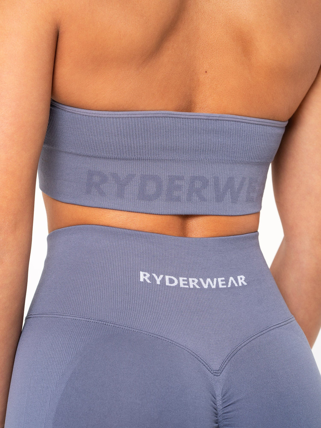 Lift Rib Seamless Halter Sports Bra - Slate Blue Clothing Ryderwear