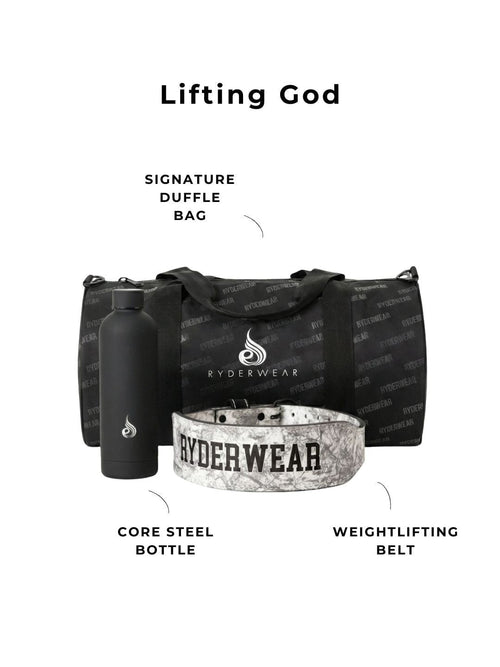 Lifting God Lifting Belt • Gym Bag • Bottle