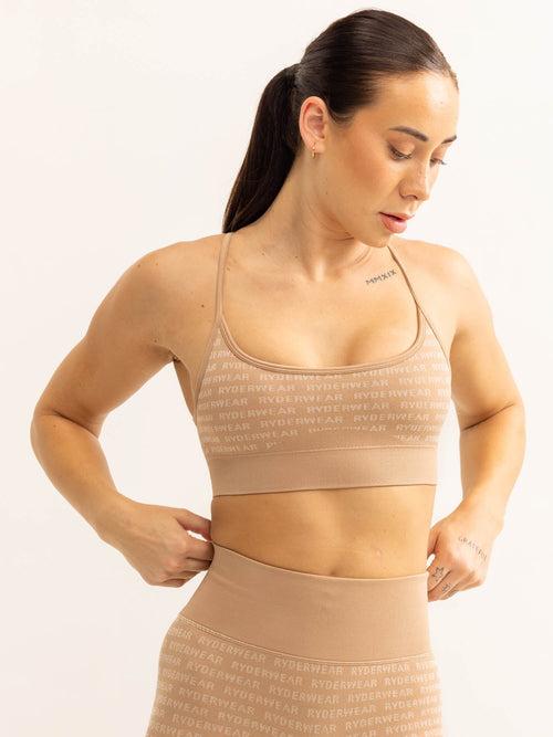 Logo Lux Seamless Sports Bra Tan