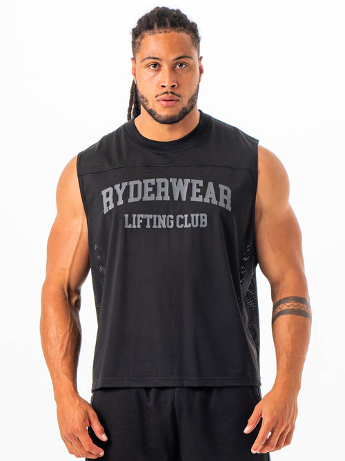 Mesh Flex Muscle Tank Black