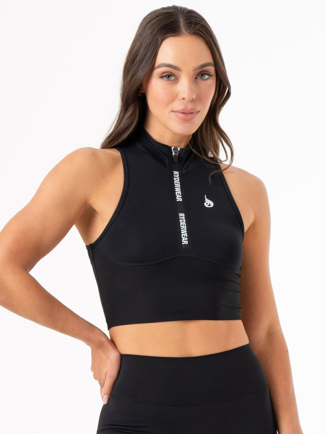 NKD 1/2 Zip Tank - Black Clothing Ryderwear