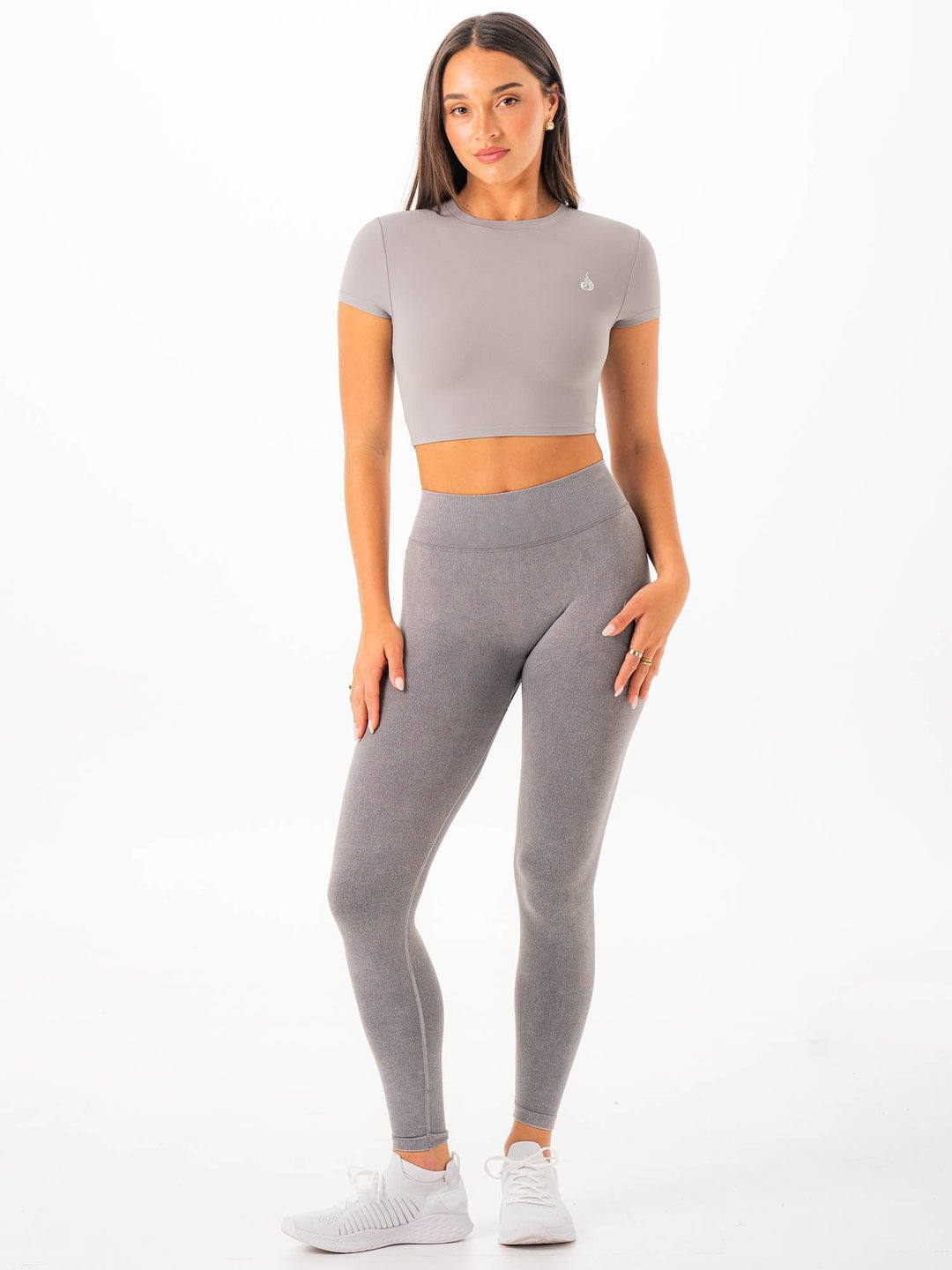 NKD Cropped Tee - Grey Clothing Ryderwear