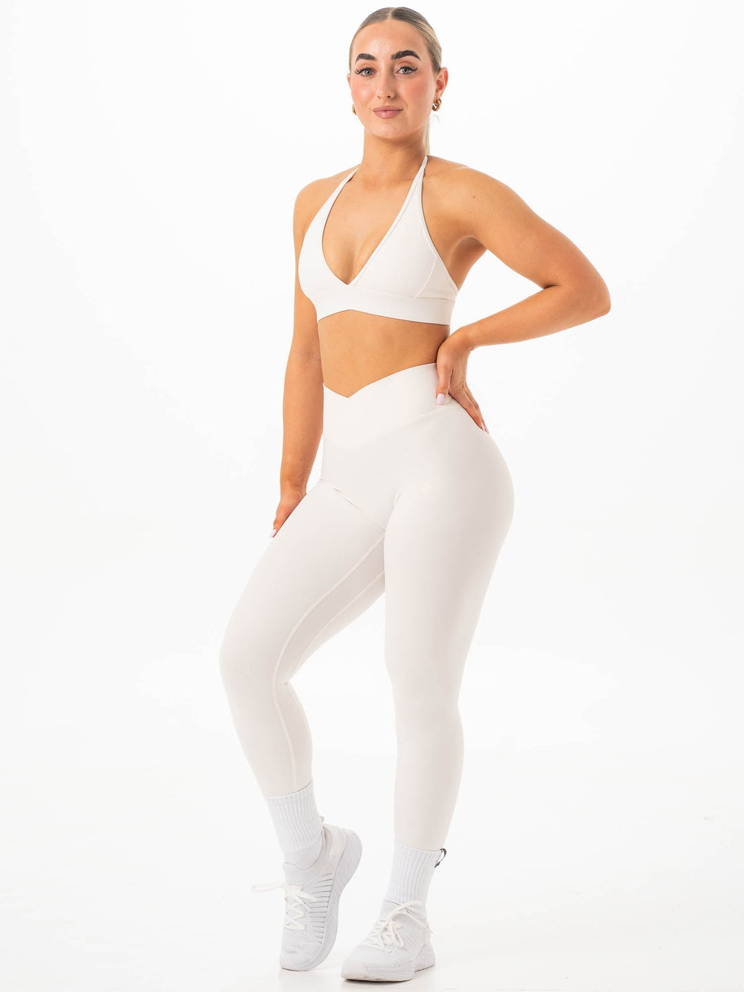 NKD Cross Waist Band Leggings - Vanilla Clothing Ryderwear