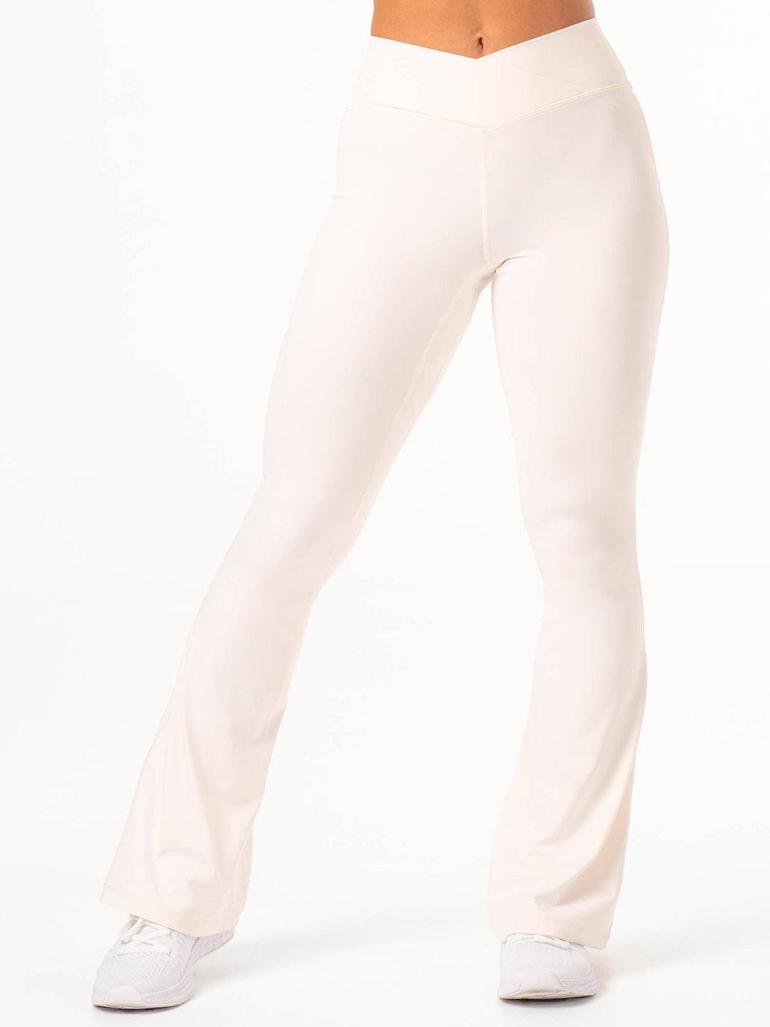 NKD Cross Waist Flared Leggings - Off White Clothing Ryderwear