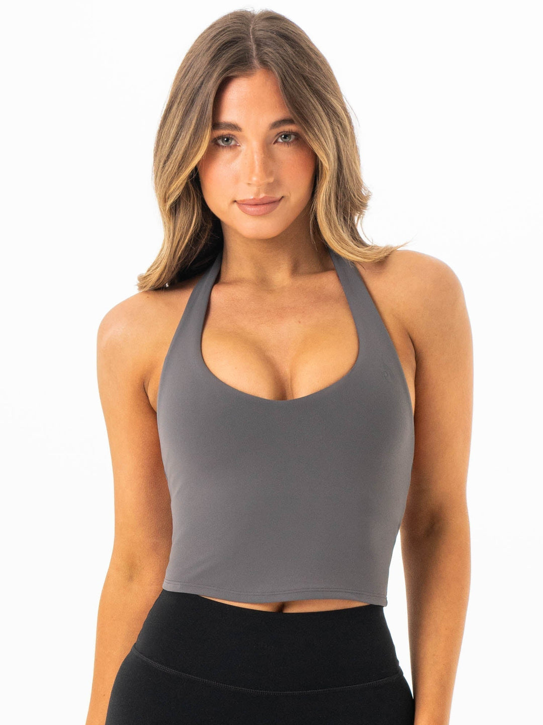 NKD Halter Shelf Tank - Charcoal Clothing Ryderwear