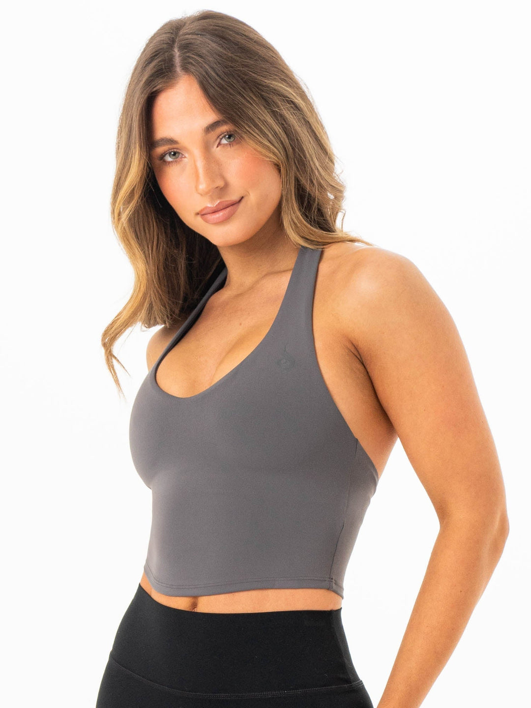 NKD Halter Shelf Tank - Charcoal Clothing Ryderwear