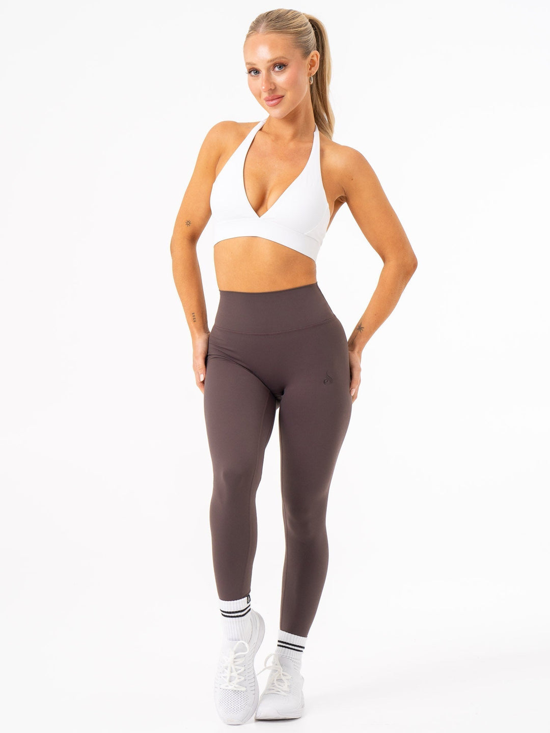 NKD Halter Sports Bra - White Clothing Ryderwear
