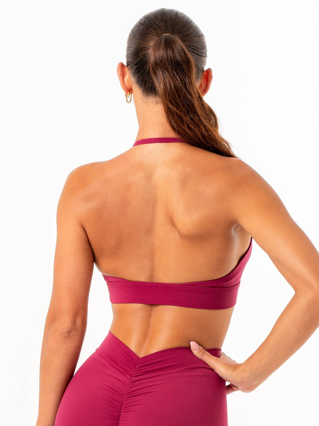 NKD Halter Sports Bra - Wine Clothing Ryderwear