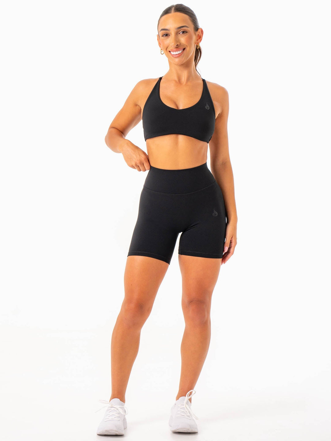 NKD High Waisted Scrunch Shorts - Black Clothing Ryderwear