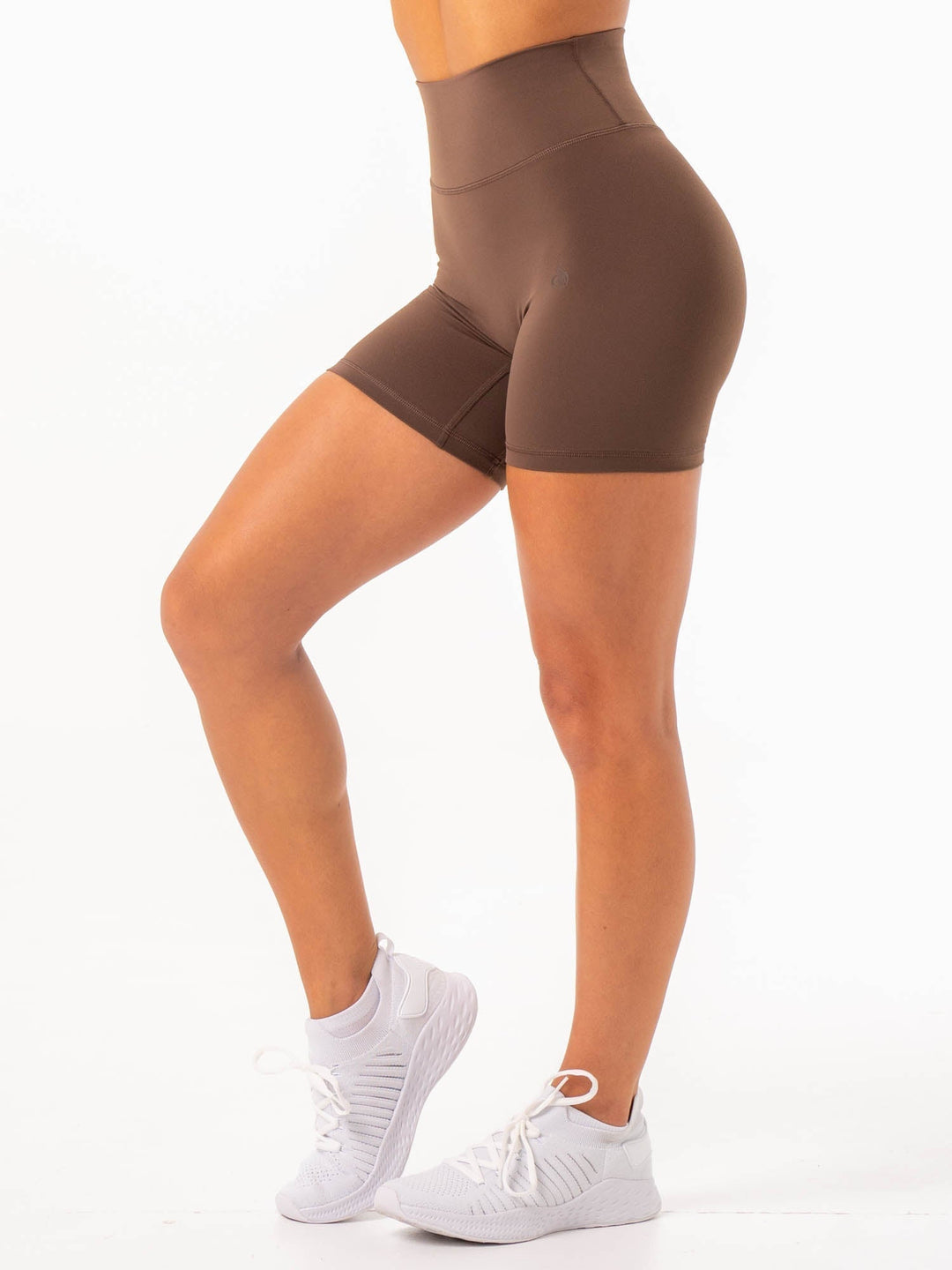 NKD High Waisted Scrunch Shorts - Chocolate Clothing Ryderwear