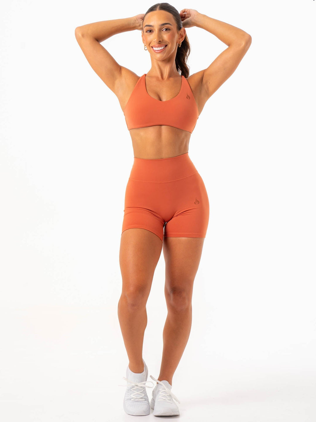 NKD High Waisted Scrunch Shorts - Terracotta Clothing Ryderwear