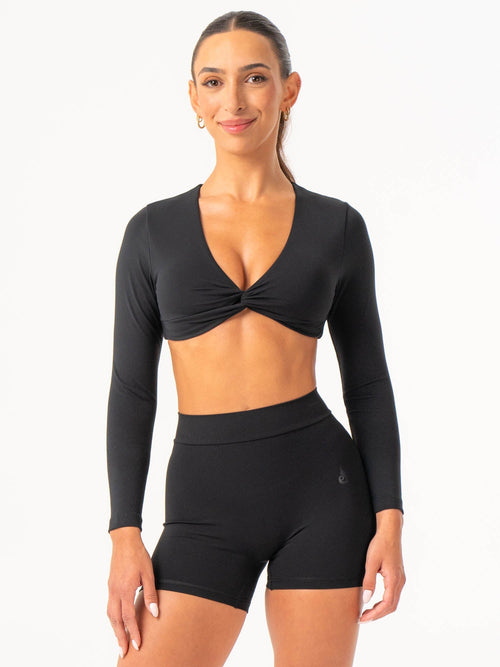 NKD Knot Long Sleeve Top Black
