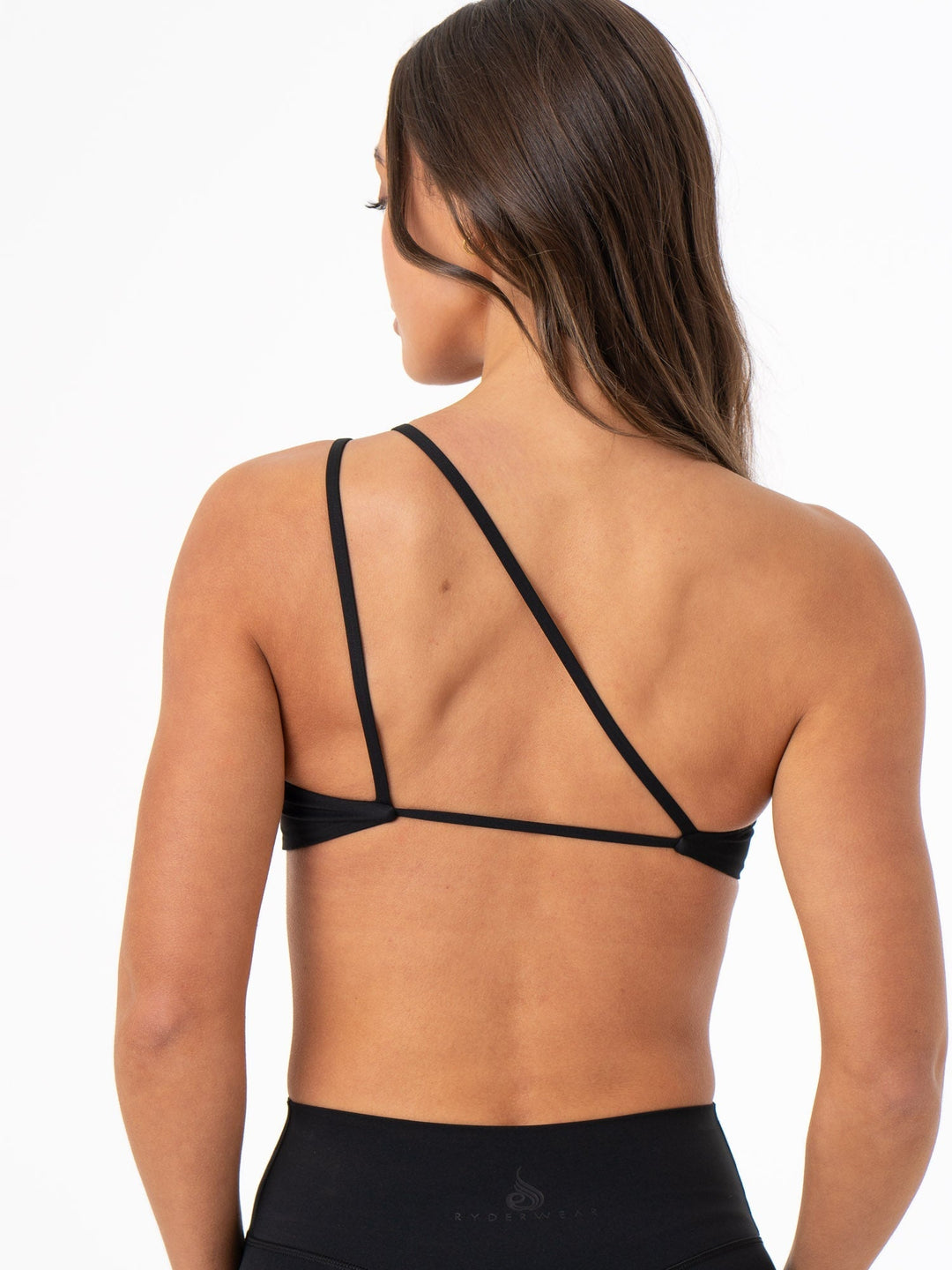 NKD One Shoulder Sports Bra - Black Clothing Ryderwear