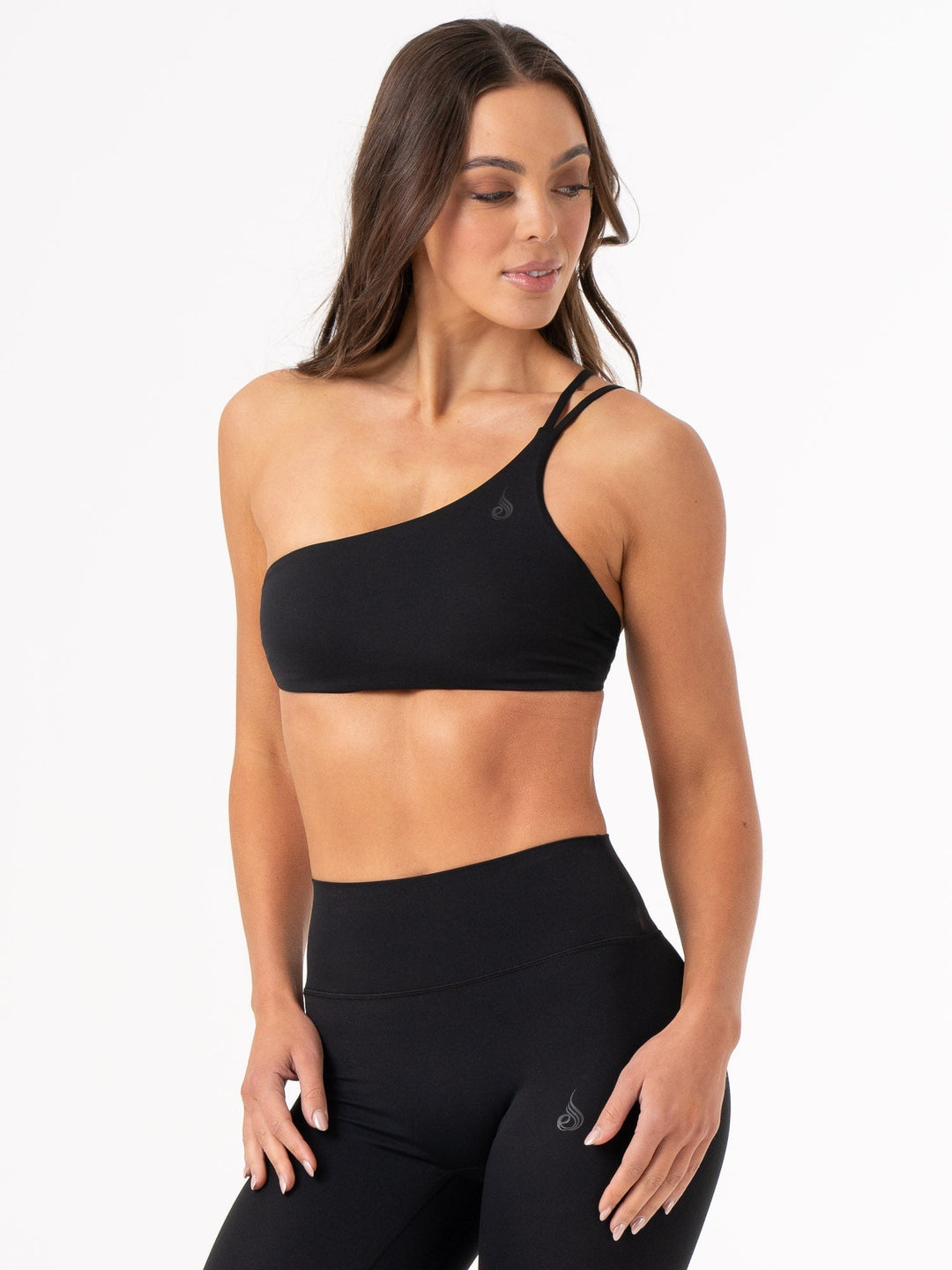 NKD One Shoulder Sports Bra - Black Clothing Ryderwear