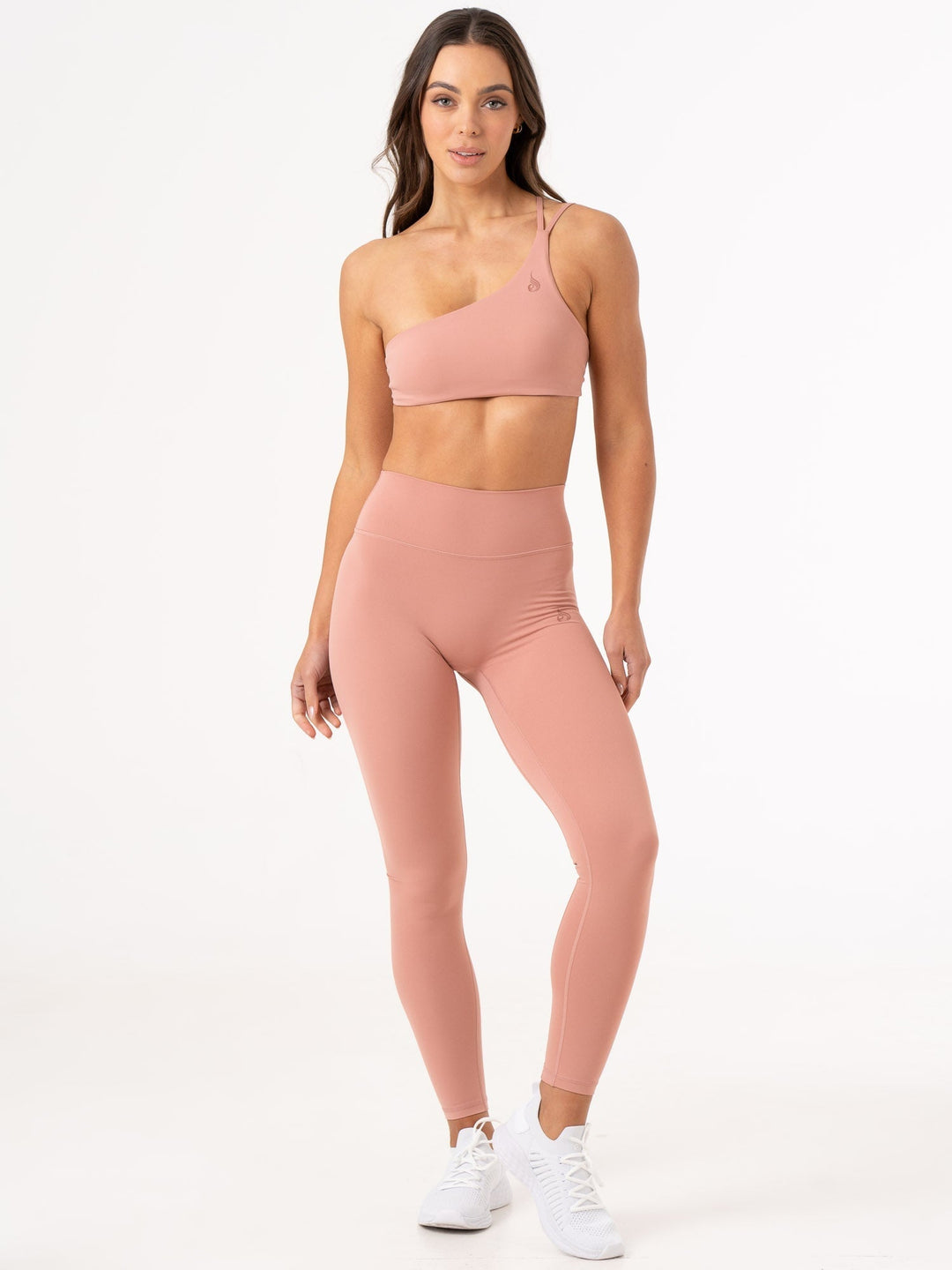 NKD One Shoulder Sports Bra - Dusty Pink Clothing Ryderwear