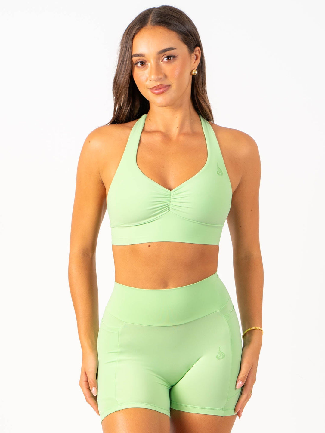 NKD Scrunch Halter Bra - Green Glow Clothing Ryderwear