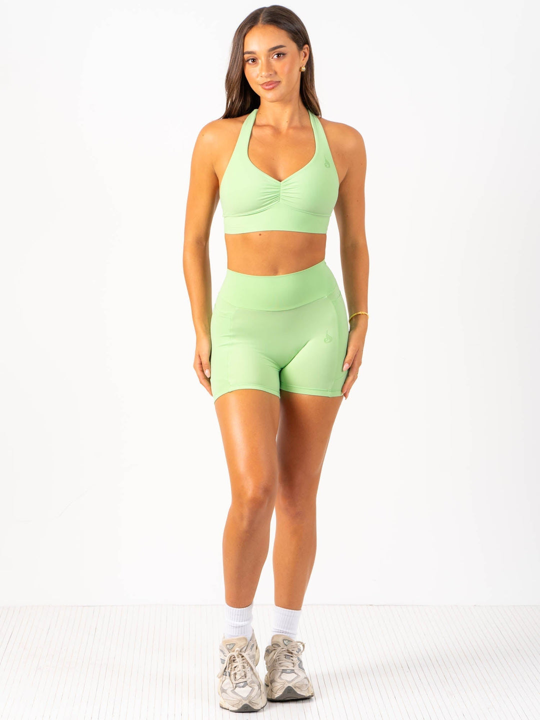 NKD Scrunch Halter Bra - Green Glow Clothing Ryderwear