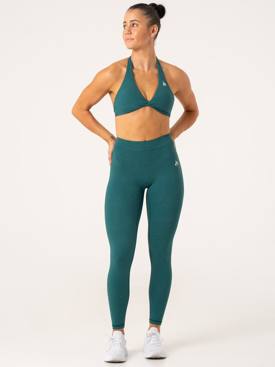 NKD Stonewash Halter Sports Bra - Emerald Stonewash Clothing Ryderwear